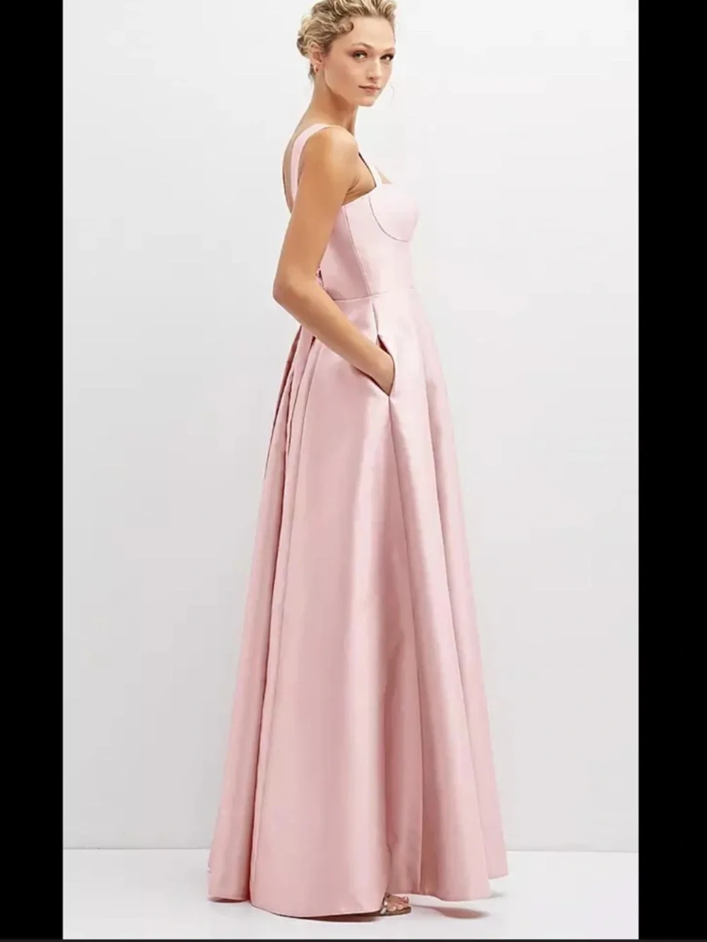Alfred Sung Tie Back Ballet Pink Corset Gown Dress Long Formal Maxi Pastel 12 - Picture 4 of 16